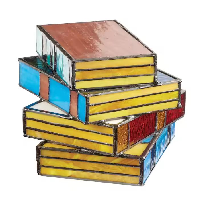 1 lámpara de Libro de Vidrio coloreado, lámpara de mesa con iluminación para Rincón de Lectura, lámpara de Mesa para decoración del Hogar - 1
