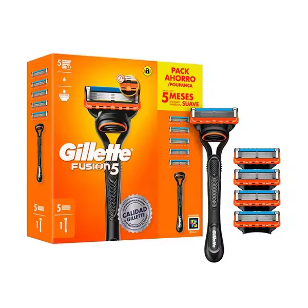GILLETTE Pack Gillette Fusion  1UD Maquina de Afeitar + 5 Recambios【ROUA】 - 1