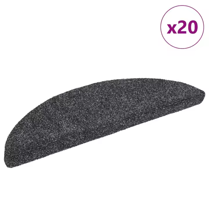 vidaXL Alfombrilla autoadhesiva escalera 20 uds gris oscuro 56x17x3 cm - 1