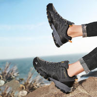 Zapatos De Senderismo Para Hombres HIKEUP Zapatillas De Trekking Para Montañismo Suela De Goma Duradera Deportes Al Aire Libre Talla Verdadera Para Principiantes Mesh Transpirable Color Negro Verde Gris - details 7
