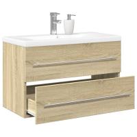 vidaXL Set muebles de baño 2 piezas madera contrachapada en color Gris hormigón/Roble Sonoma | almacenamiento funcional diseño moderno para baño dormitorio sala - details 1