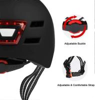 Adult Bike Helmet with Integrated LED Front and Rear Light, Smart and Safe Bling Helmet with 4 Mode Alert Lights, Adjustable/Breathable/USB Charging B - details 1