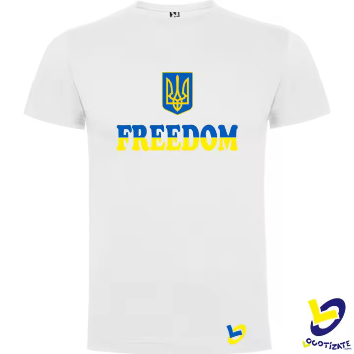 LOGOTIZATE - CAMISETA SOLIDARIA "FREEDOM" UCRANIA - Apoyo y solidaridad con el pueblo Ucraniano - Unisex - Manga corta - 100% algodón - 1