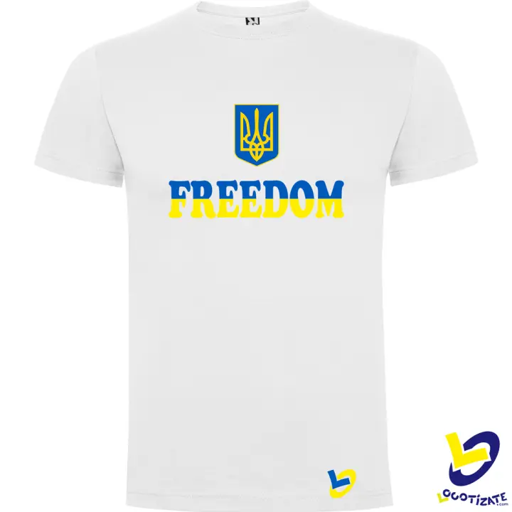 LOGOTIZATE - CAMISETA SOLIDARIA "FREEDOM" UCRANIA - Apoyo y solidaridad con el pueblo Ucraniano - Unisex - Manga corta - 100% algodón - 1