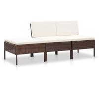 vidaXL Set de muebles de jardín 3 pzas y cojines ratán sintético en color Negro y blanco/Gris/Negro y más | acolchados duraderos para sofás de jardín terraza exterior - details 3