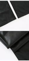 Pantalones De Cuero PU Para Mujer Alta Cintura Otoño Invierno Negro Rectos De Pierna Con Bolsillos De Longitud Del Tobillo - details 6
