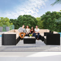 AREBOS Muebles jardín de poliratán Lounge Granada 8 personas combinable negro - details 19