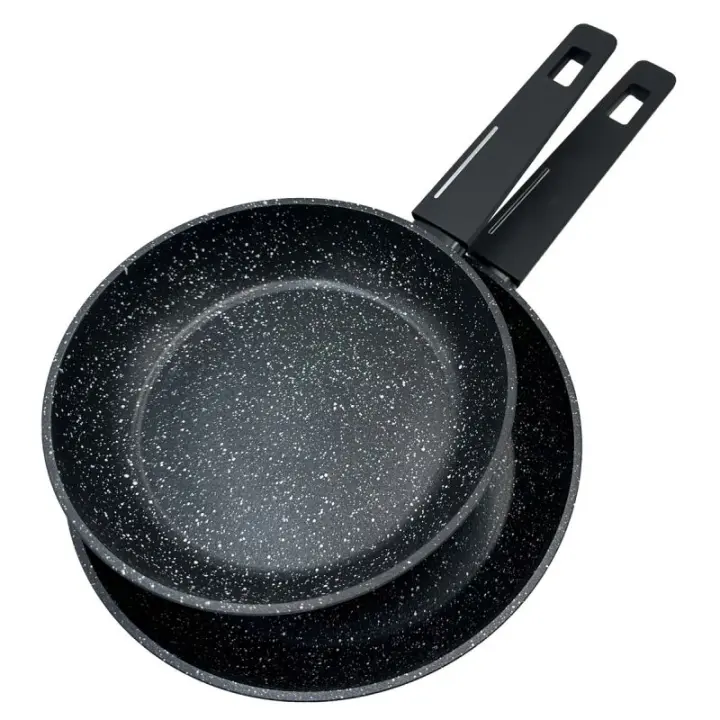 Juego de 2 sartenes de aluminio, tamaños: Ø20, Ø24 cm. Sartenes Revestimiento antiadherente efecto piedra. Aptas para todo tipo de cocinas. THULOS TH-FPS37 ESTORIL - 1