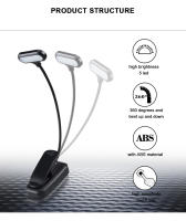 Luz De Libro Portátil Mini LED Protección Ocular Lámpara De Lectura Flexible Ajustable Dirección Para Estudio Y Dormitorio - details 3