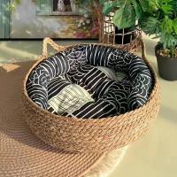 (38cm*13cm) Nido de paja para gatos al por mayor para todas las estaciones, nido de gato cálido extraíble y lavable de ratán, nido de gato de ratán para gatos domésticos - details 2