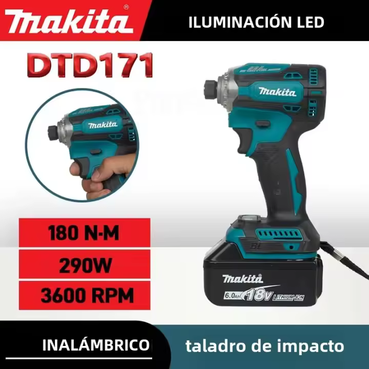 Destornillador De Impulso Brushless Makita 18V Alta Torque Batería De Longa Vida Herramienta Eléctrica DTD 171 - 1
