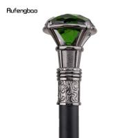 Bastón De Caminar Elegante De Plata Con Diamante Verde Decorativo Para Caballeros 93cm Tacón De Goma Mango Sólido Para Cosplay - details 6