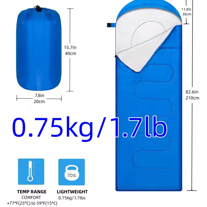 BOPORO Saco de Dormir Ligero y Impermeable Temporada 3 Ideal para Adultos y Niños Ideal para Acampar Viajes y Caza Incluye Bolsa de Compresión - 1