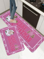 Alfombra De Cocina Rosa Merry Christmas Con Diseño De Navidad Y Santa Claus Antideslizante Para Decoración Del Hogar Y Festivales 2 Piezas De Flanela - details 2