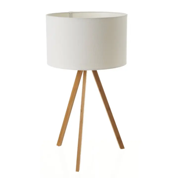 Lola Home Lámpara de mesa trípode de bambú natural de Ø 30x55 cm - 1