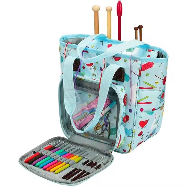 Bolsa organizadora, Bolsa de almacenamiento para bolas de Hilo, Bolsa de viaje para accesorios, 9,8x10x5,5pulgadas, Azul - 1