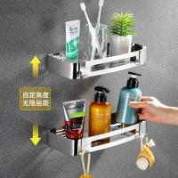 Estante De Esquina Para Baño En Acero Inoxidable Negro / Plateado Con Gancho Organizador De Ducha Almacenamiento Montado En La Pared Accesorios De Baño - details 0