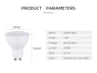 Bombilla LED RGB GU10 10W Control Remoto Luz De Spot Colorida Dimmer Para Decoración De Sala De Estar Y Dormitorio Vida Media 50000h - details 2