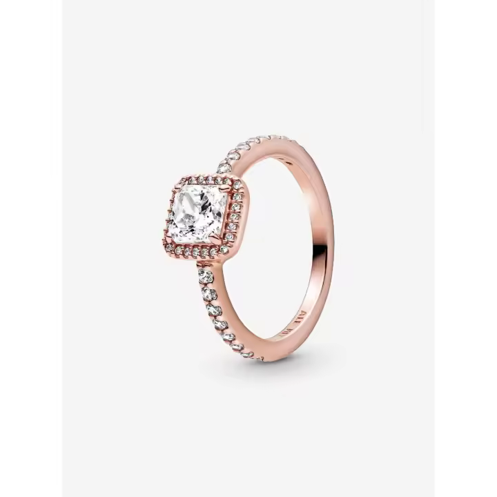 Pandora - Anillo de Halo Cuadrados brilliant-Baño de Gold Rose de 14 K - 1
