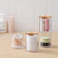 Organizador De Maquillaje Multifuncional En Acrílico Con Caja De Almacenamiento Para Palitos De Cotonete Caja De Baño Ecológica Con Tapa De Bambú - details 10