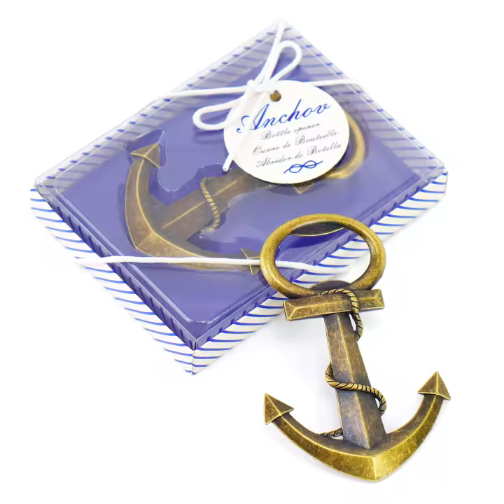 Pack de 6 a 36 unidades de Abrebotellas regalo invitados, Acero inoxidable, Diseño de ancla, Dorado envejecido, Detalles de comunión para los invitados, Detalles para bodas invitados , RecuerdoBautizo, Regalantes.com - 1