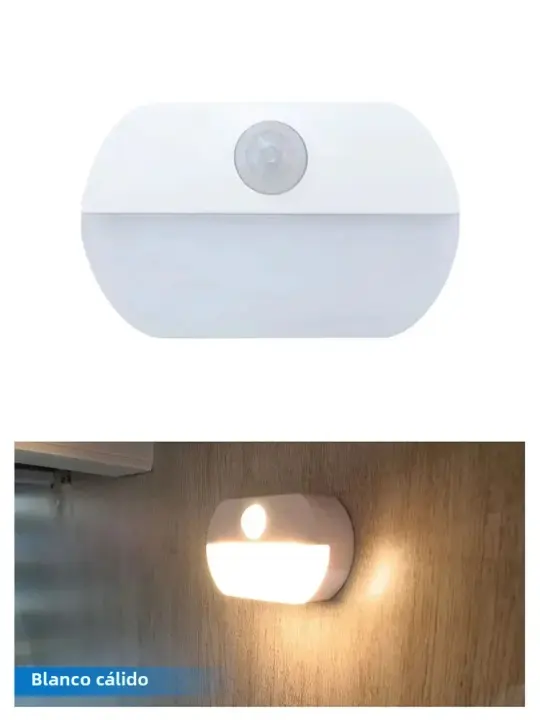 Luz De Noche LED Sensor De Esquina Redonda Adhesiva Cálida/Fría Para Armario Dormitorio Baño Iluminación Nocturna Con Sensor PIR - 1
