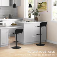 HOMCOM Conjunto de 2 Taburetes Altos de Cocina Sillas Altas de Cocina Giratorias con Respaldo y Altura Ajustable Carga 120 kg para Bar Salón Comedor - details 1