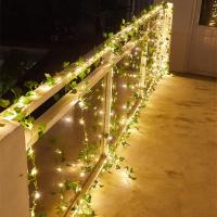 Luces De Vine Artificial Con Hojas Verdes Y Flores Para Adornar Árbol De Navidad Y Decoración De Hogar Y Jardín Luz Fairy Piloto Incluido - details 2