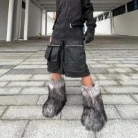 Botas De Nieve Para Mujer Y2K Invierno Lujo Peluche De Zorro Falso Botas De Moda Plataforma Calientes Talla Realisticamente Hechas - details 5