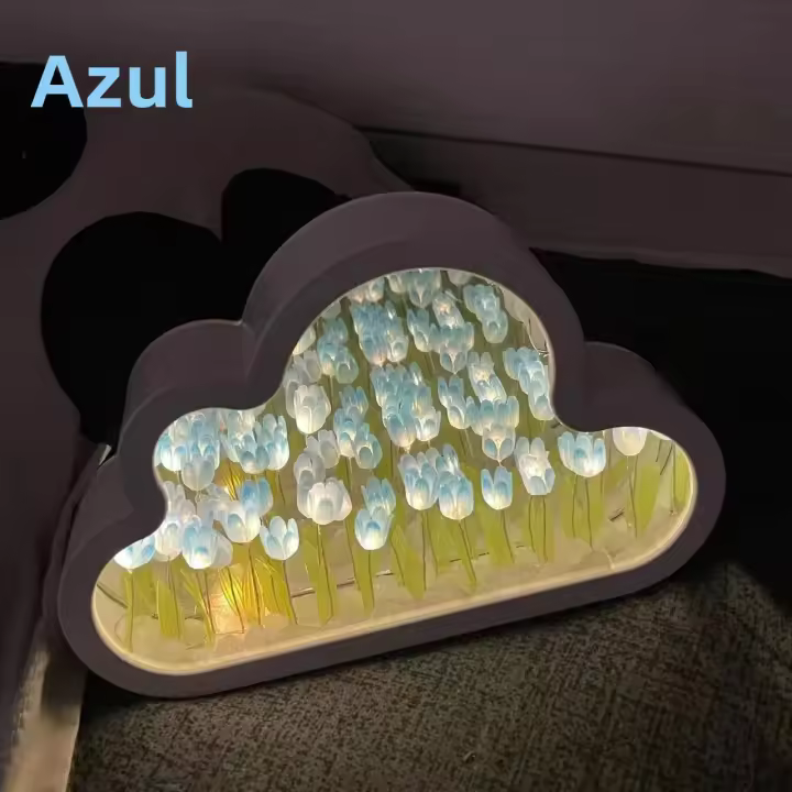Lámpara De Noche Creativa Tulipán Nube Mar De Flores Luz Atmosfera Transparente Regalo Para Amantes Del Qixi Decoración De Escritorio - 1