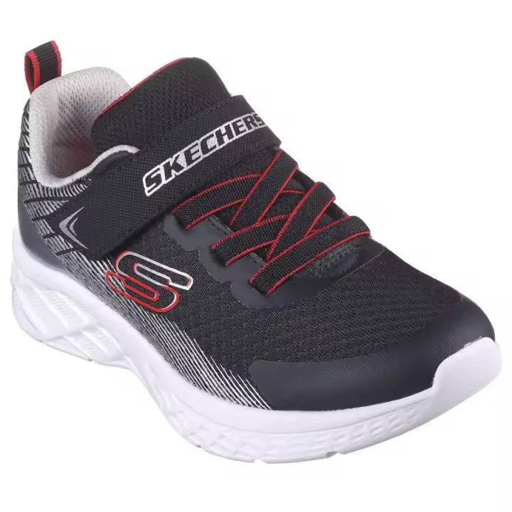Zapatillas niño Skechers Microspec II Zovrix color negro plata y rojo sneakers Skechers lavables en lavadora muy ligeras y con cierre de tira adherente y elasticos - 1