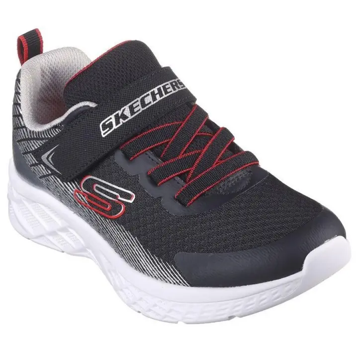 Zapatillas niño Skechers Microspec II Zovrix color negro plata y rojo sneakers Skechers lavables en lavadora muy ligeras y con cierre de tira adherente y elasticos - 1