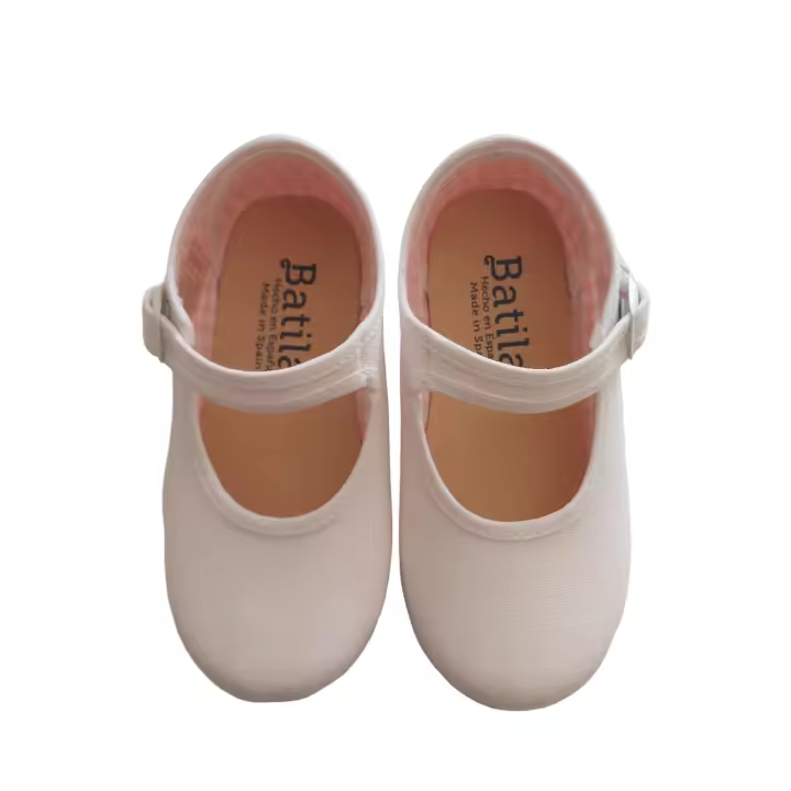 Batilas Merceditas Lona Blancas Suela GomaCierre Hebilla Clic Blanditas Fabricación Española - 1