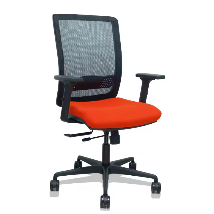 Silla Haches traslack malla negra asiento bali naranja oscuro brazos 2D ruedas 65mm - 1