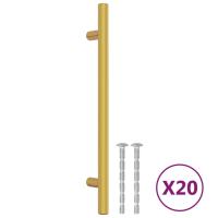vidaXL Tiradores para armarios 20 uds acero inoxidable dorado 160 mm - details 1