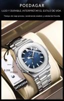Reloj De Pulsera De Cuarzo Para Hombre POEDAGAR Marca De Lujo Acero Inoxidable Impermeable Luminoso Con Fecha Reloj De Negocios Cuadrado - details 10