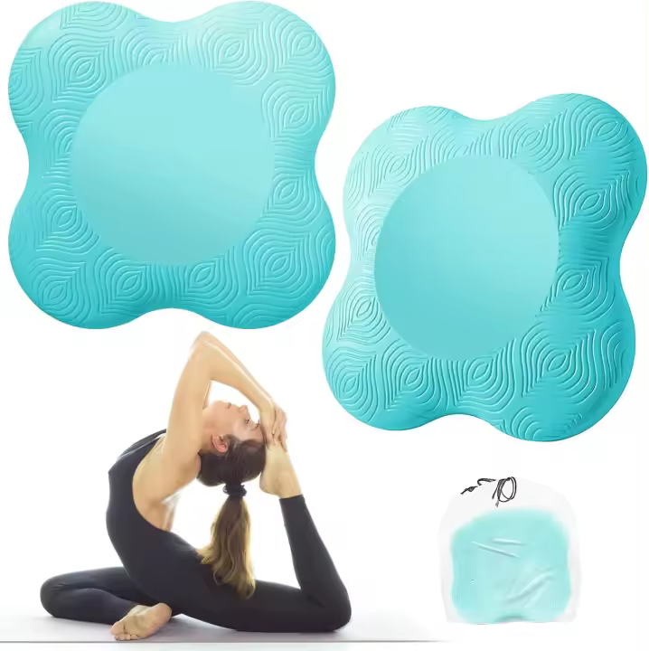 Paquete de 2 rodilleras de yoga, colchonetas de yoga antideslizantes para mujeres, soporte para arrodillarse en yoga, rodilleras de yoga cómodas y livianas para rodillas, manos y muñecas, mar azul - 1
