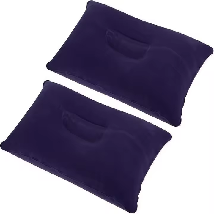 Camping Travel Pillow Small Squared Flocked Fabric Air Pillow, Compact, Comfortable Ergonomic Ultra-Light Inflatable Pillow, for Camping and Hiking - 1