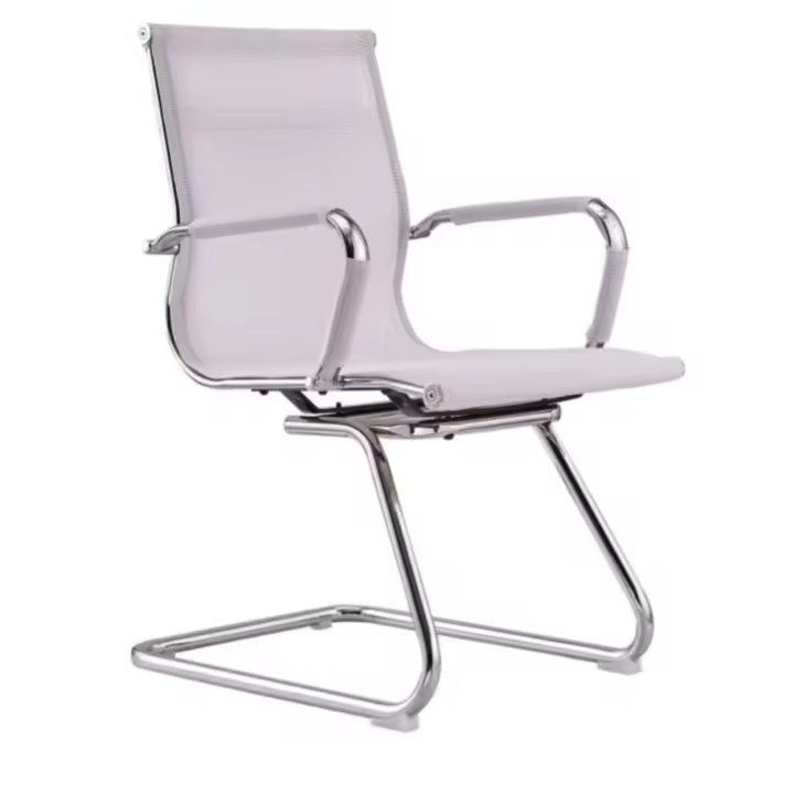 ORION91 Silla POLAR Estructura Cromada Asiento Malla Color Blanco – 55 x 65 x 95 cm Comedor Oficina Salón Teletrabajo Reuniones Sala Espera Confidente - SpazioLuzio - 1