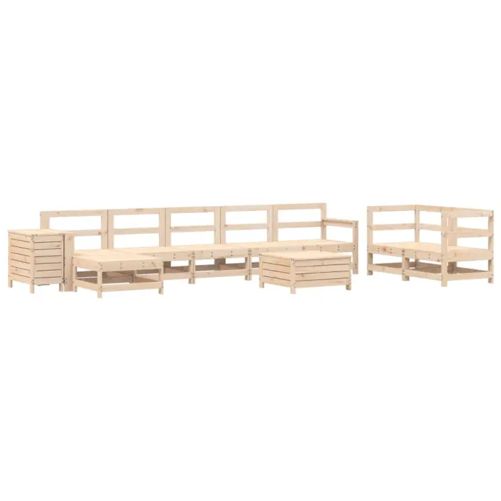 vidaXL Juego de sofás de jardín 10 pzas madera maciza de pino - 1
