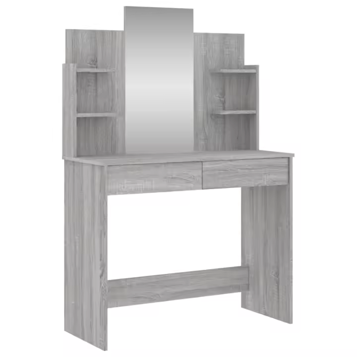 Tocador con espejo color gris Sonoma 96x39x142 cm - 1