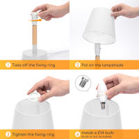 Aigostar – Lámpara de Mesa, Lámpara de Mesita de Noche Pequeña de Madera Moderna, lámpara de Noche con Tulipa de Tela Blanca y Base de Metal, Portalámparas E14, Ecológica, Decorativa y Vintage - details 3