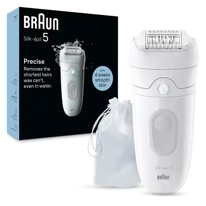 Braun Silk-épil 5, Depiladora Para Una Eliminación Del Vello Fácil, En Seco Y En Mojado, Piel Suave Duradera,  5-011, Blanco/Gris - 1