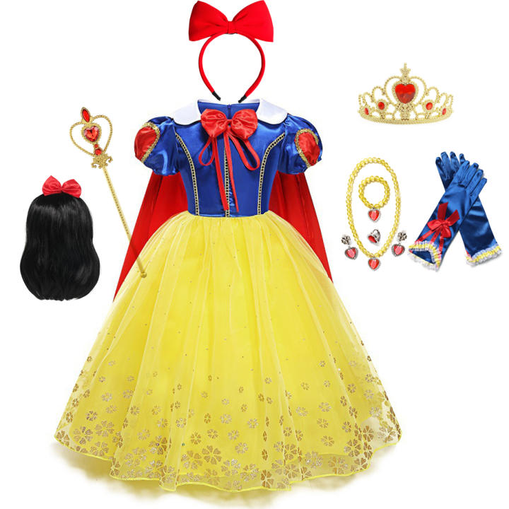 Girls Snow White Dress Kids Princess Dress Up Costumes Toddler Snow White And Huntsman Fancy Clothing Christmas Party Outfits