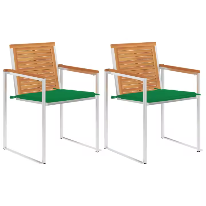 vidaXL Sillas de jardín con cojines 2 uds madera maciza acacia y acero - 1