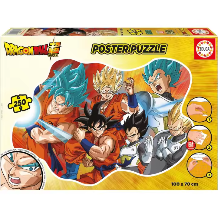 Educa - Dragon Ball  Poster Puzzle  de 250 Piezas con Forma Especial Dimensiones: 100 x 70 cm. Móntalo, pégalo con el Pegamento Especial Fix Puzzle Educa19965 - 1