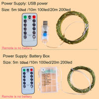 Cadena De Luces LED Verde Con Alambre De Cobre Para Navidad Y Fiestas En Jardín Terraza Camping Matrimonio USB Batería - details 7