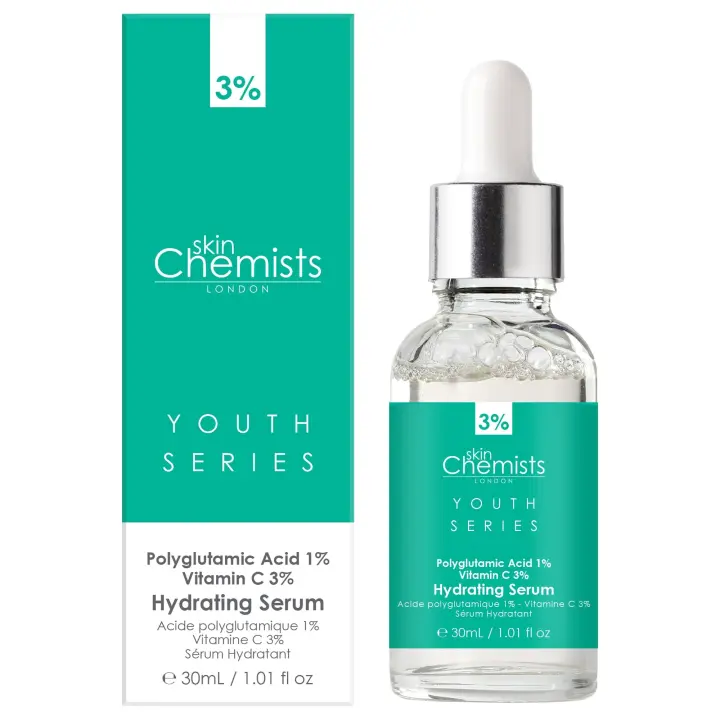 skinChemists Sérum Hidratante - Ácido Poliglutámico 1%, Vitamina C 3% - 1