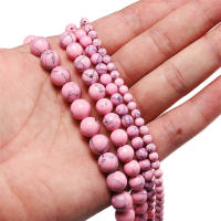 Talismán De Piedra Natural Howlite Rosa Turquesa Redondo Suelto Para Creación De Joyas Pulseras Y Collares DIY 6/8/10MM - details 4