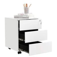 Archivador de acero con ruedas y cierre, 3 cajones para documentos de oficina, 39x45x55 cm, premontado, disponible en negro o blanco mate - details 1